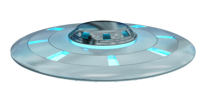 Fototapeta Vintage UFO isolated on white background 3D rendering