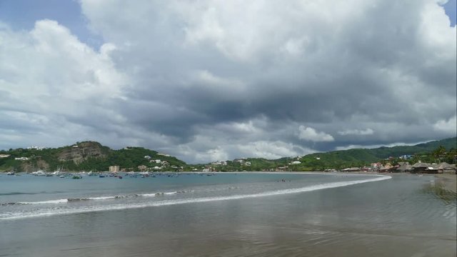 Pacific Ocean and beach at San Juan de Sur, time lapse