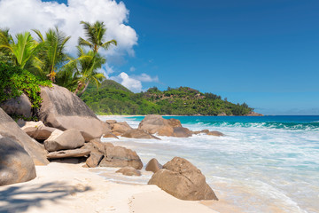 Beautiful beach Anse Intendance in Seychelles, Mahe. Island. 
