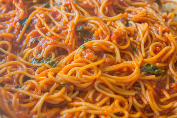 Italian Spaghetti with minced beef and tomato sauce