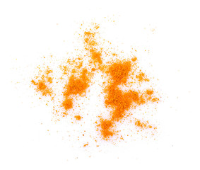 Turmeric powder on white background