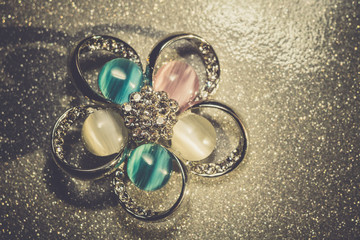Blue Flower Shaped Brooch Filtered
