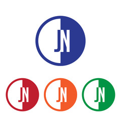 JN initial circle half logo blue,red,orange and green color