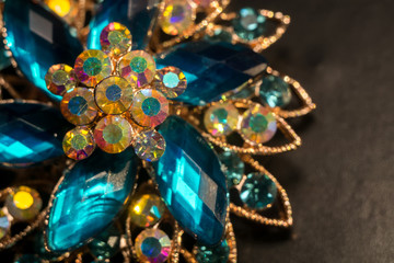 Blue Flower Shaped Brooch