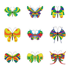 Summer Collection of Colorful Butterflies