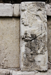 Bas-relief carving with of a Mayan king, Palenque, Chiapas, Mexico