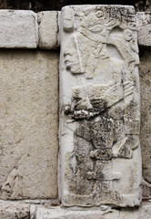 Obraz premium Bas-relief carving with of a Mayan king, Palenque, Chiapas, Mexico