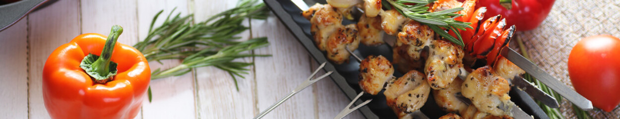 long horizontal background of kebab