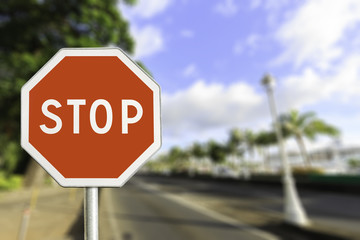 Stop sign by the City road