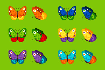 Colorful butterflies icons