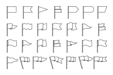 Waving flag linear icons