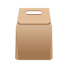 Full simple paper bag with handle isolated illustration