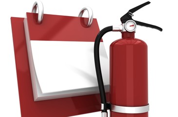 3D Fire extinguisher fire alarm and calendar