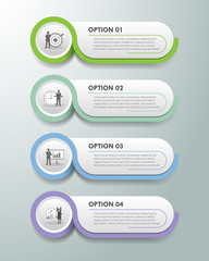 Design infographic template 4 options. can be used for workflow layout, diagram, number options, timeline and steps