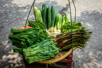 fresh vegetables in the tray