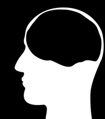 Silhouette of a man's head on a white background.