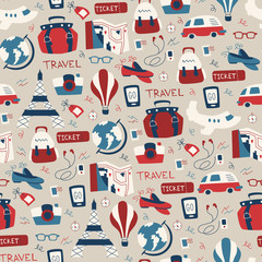 Travel Doodle Background.