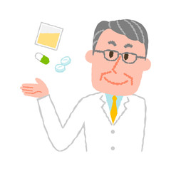 vector illustration of an elderly male pharmacist