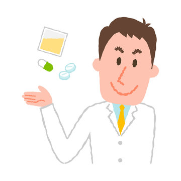 vector illustration of a young male pharmacist