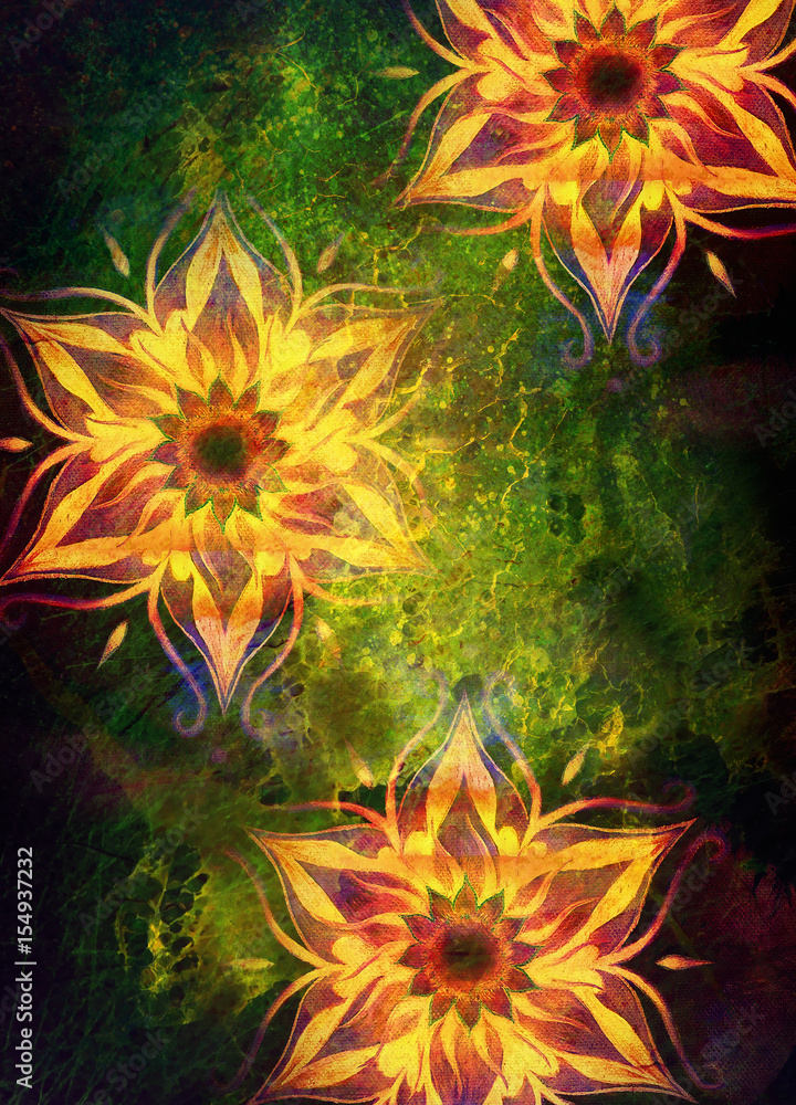 Aufkleber floral ornamental structure with filigrane pattern mandala on abstract background.