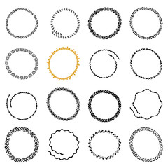 Set of Hand Drawn Circle Frames in Ethnic Style
