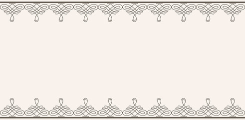 Backdrop with borders in calligraphic retro style in brown color isolated on beige background.