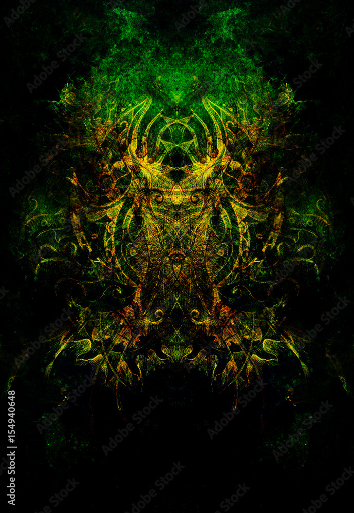 Poster floral ornamental structure with filigrane pattern mandala on abstract background.