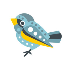 Cute small sparrow bird colorful cartoon character vector Illustration