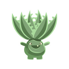 Happy smiling cactus emoji. Cartoon emotions character vector Illustration