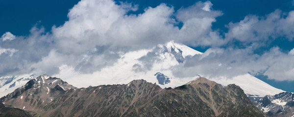 Fototapeta na wymiar Mt. Elbrus. View from Kashkatash glacier.
