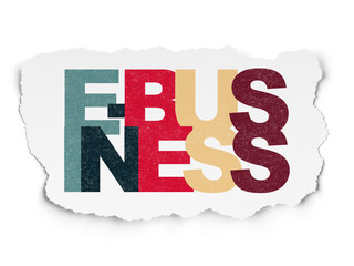 Finance concept: E-business on Torn Paper background