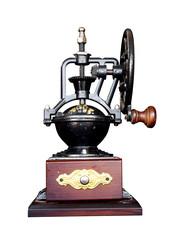 Vintage coffee grinder isolate on white background