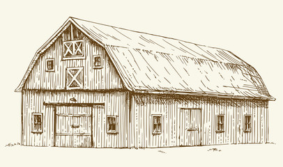 Old barn. Hand drawn illustration. - 154950813