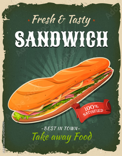"Retro Fast Food Sandwich Poster" fichier vectoriel libre de droits sur