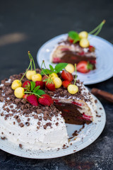 chocolate cake with berry