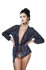 Fototapeta premium Woman with a sexy body in underwear, isolated