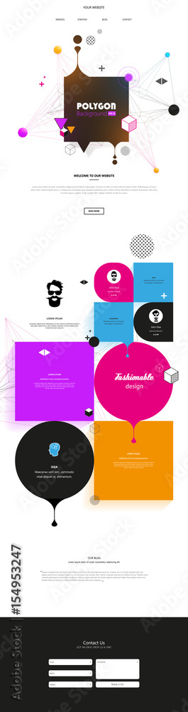 Poster colorful abstract one page website with abstract header