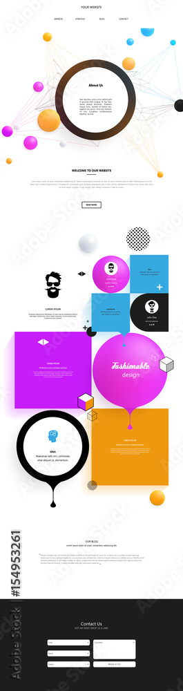 Poster colorful abstract one page website with abstract header