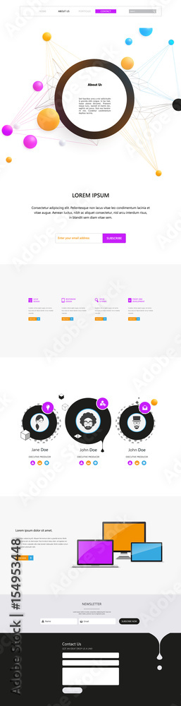 Poster colorful abstract one page website with abstract header