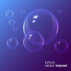 Soap bubbles on black background. Vector illustration.