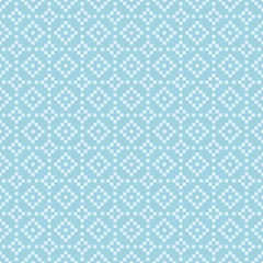 Geometric seamless pattern. Blue abstract background with square shape elements and dotted lines