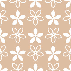 Flower elements for wallpapers. White and brown seamless pattern