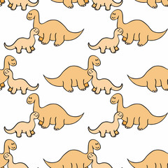 Childrens colorful seamless pattern with the image of funny dinosaurs
