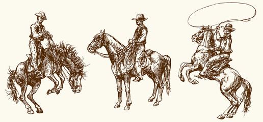 Cowboys. Hand drawn set. - 154957877