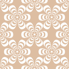 Flower elements for wallpapers. White and brown seamless pattern