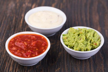 Bowls with sauces