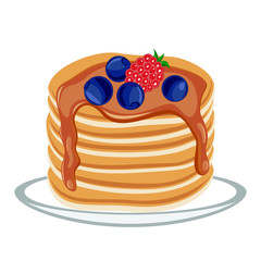 Pancakes with blueberry and raspberry.