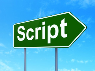 Database concept: Script on road sign background