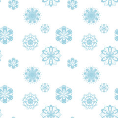 Floral seamless pattern. Blue and white abstract background