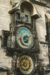 Historical medieval astronomical clock in Old Town Square in Prague, Czech Republic